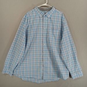George Shirt Mens 3XL Classic Fit Blue Plaid Long Sleeve Button Down